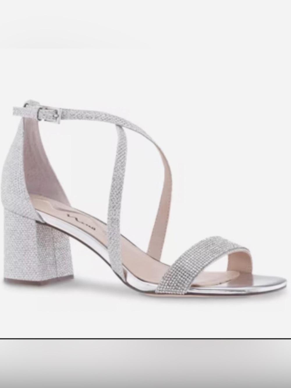 Vince Camuto Silver Rhinestone Block Heel Sandal